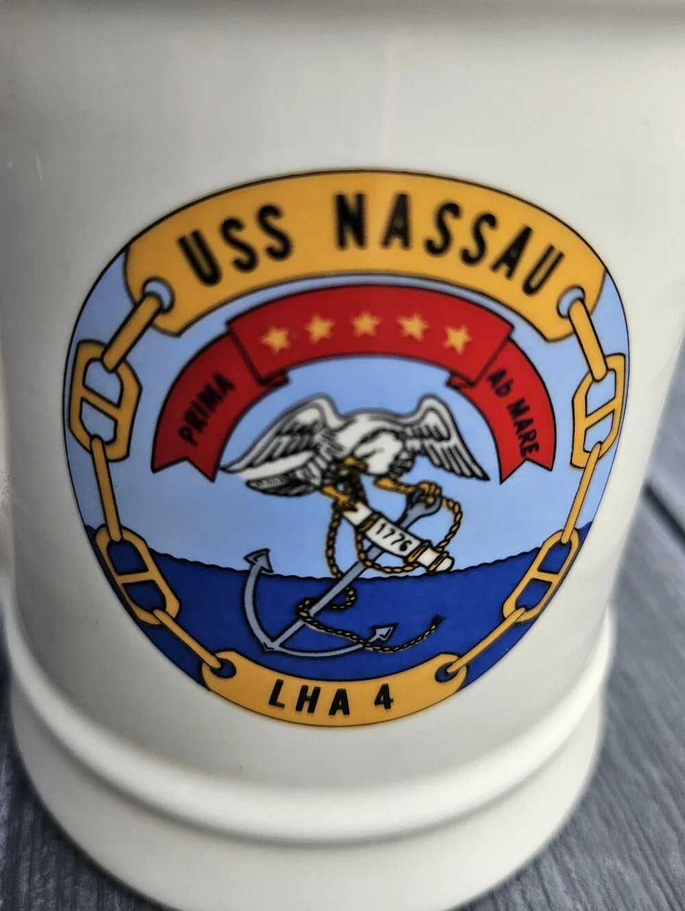 USS NASSAU LHA 4 Collectors Pint Mug SteinBy Mil-Art China Company Chelmsford,